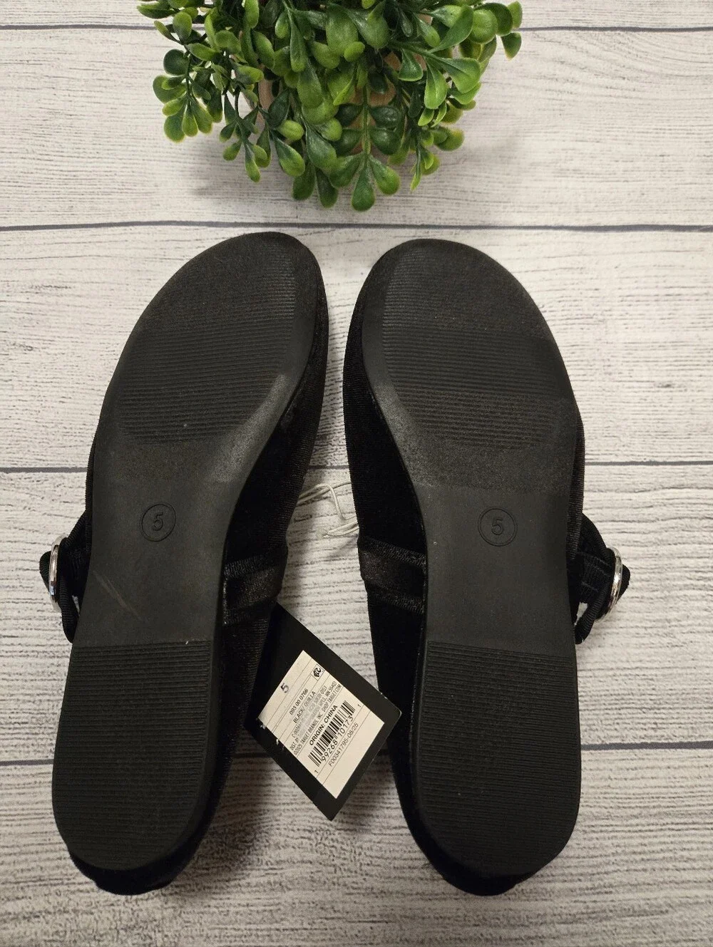 art class Black Velvet Mary Jane Flats with Adjustable Strap